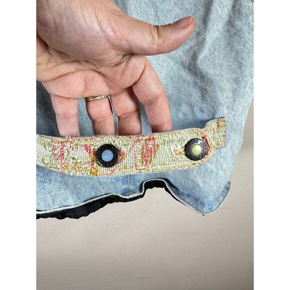 VTG Cottage 90s Womens Vest Needlepoint Floral Denim Tapestry Large joujou - Picture 4 of 7